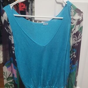 Emilio Pucci Teal V-Neck Blouse